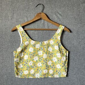 ROVE 100% Linen Floral Crop Top Women's Small